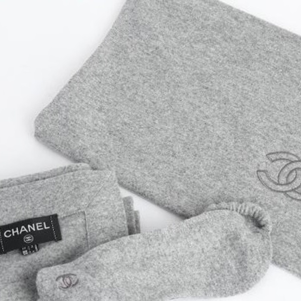 Chanel Cashmere Travel Set Blanket Mask Pouch